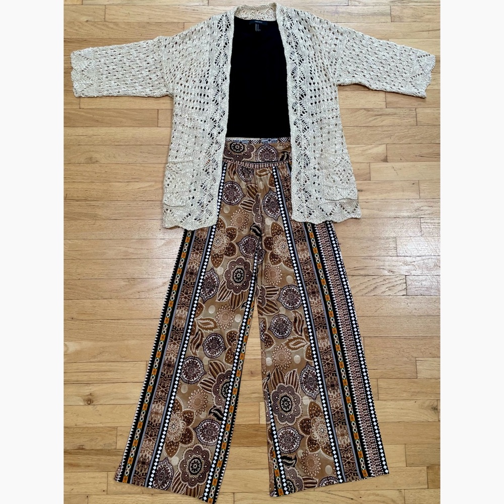 Abstract Printed Wide Leg Pants